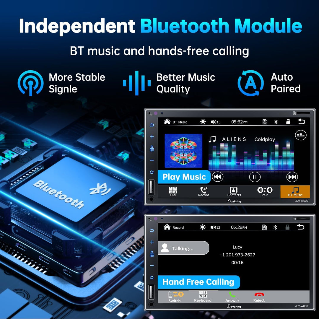 JOY-W008 - Double Din Car Stereo with Wireless Apple Carplay, Android Auto