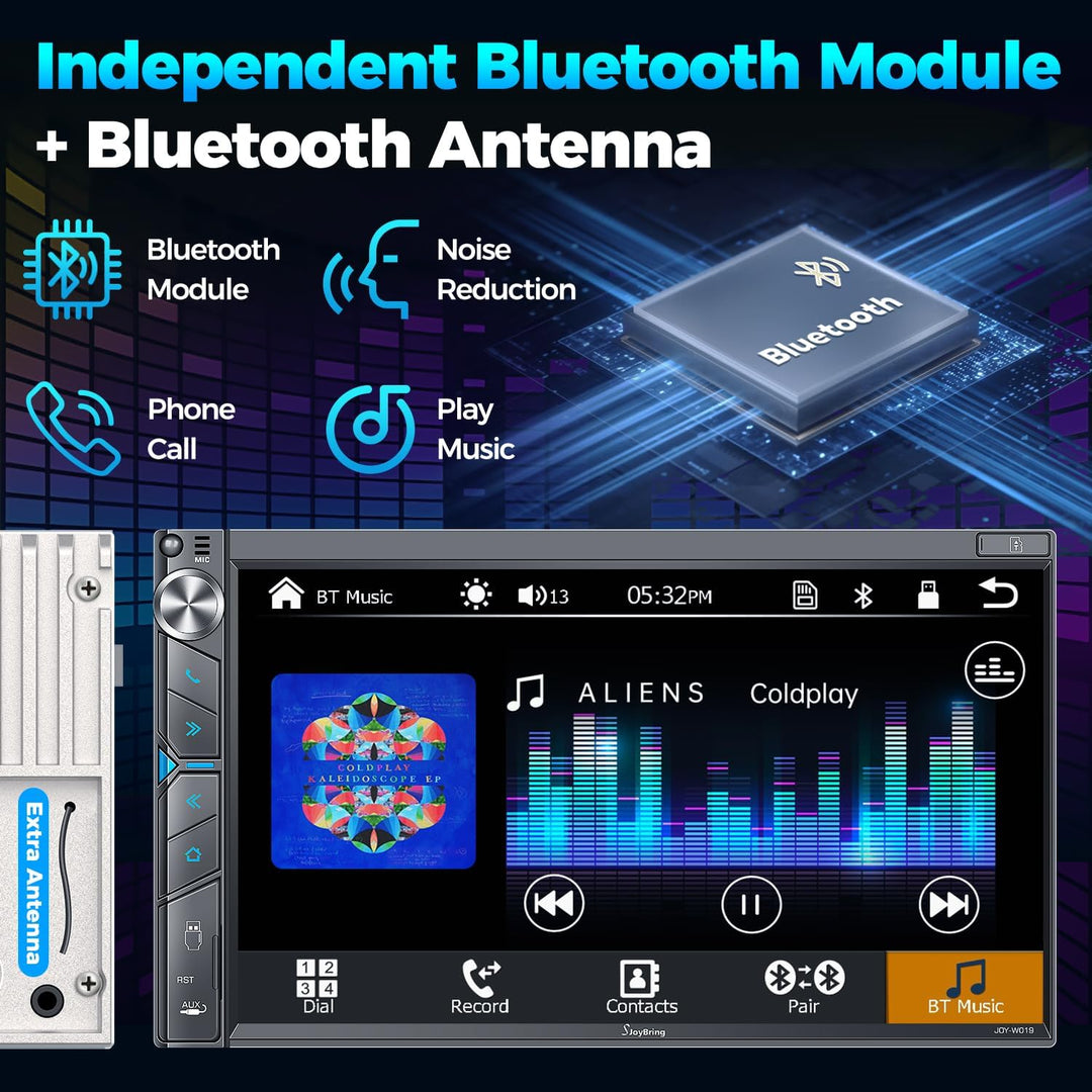 JOY-W019 - Double Din Car Stereo with Wireless Apple Carplay, Android Auto