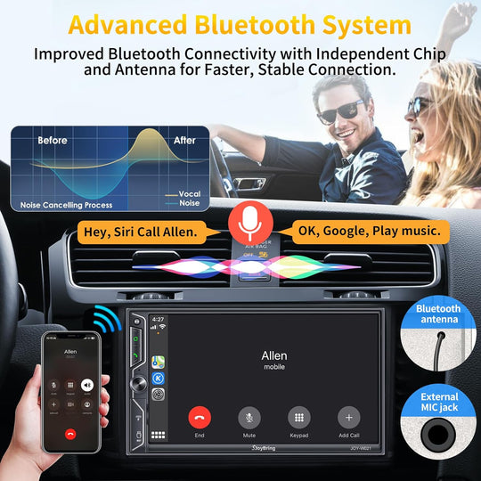 JOY-W021 - Double Din Car Stereo with Wireless Apple Carplay, Android Auto